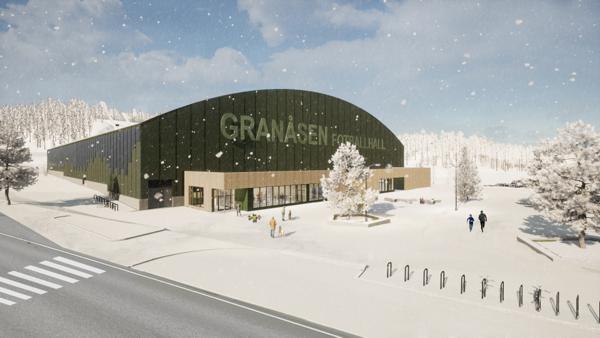 Granåsen fotballhall. Illustrasjon: Asplan Viak