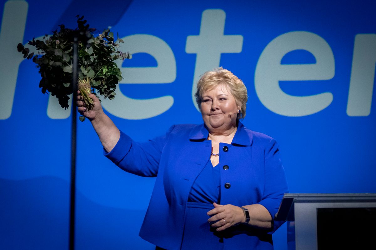 Høyre-leder Erna Solberg har startet den lange valgkampen. Foto: Heiko Junge / NTB