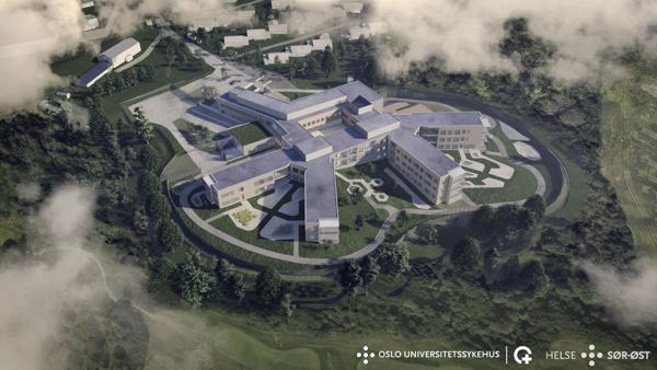 Slik kan det nye sykehuset bli. Illustrasjon: Helse Sør-Øst.