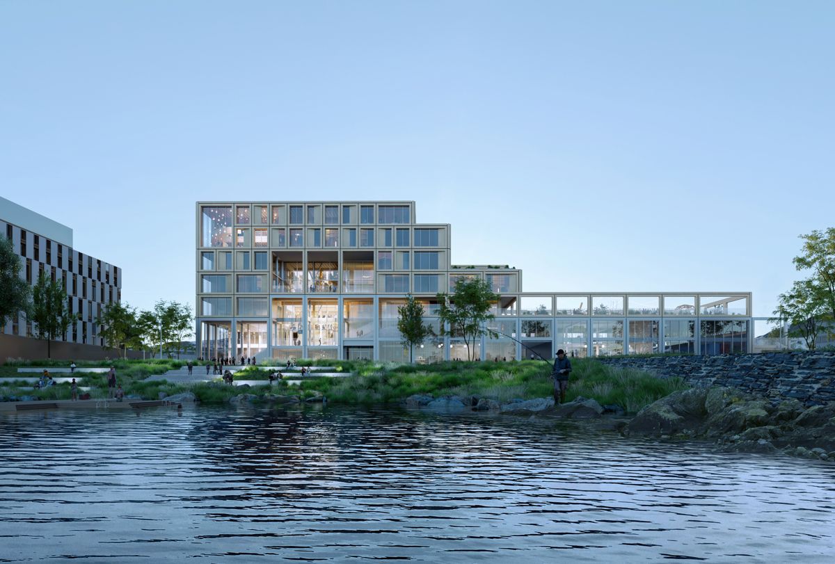 Nye Harstad VGS. Illustrasjon: Ola Roald Arkitektur / C.F. Møller Architects
