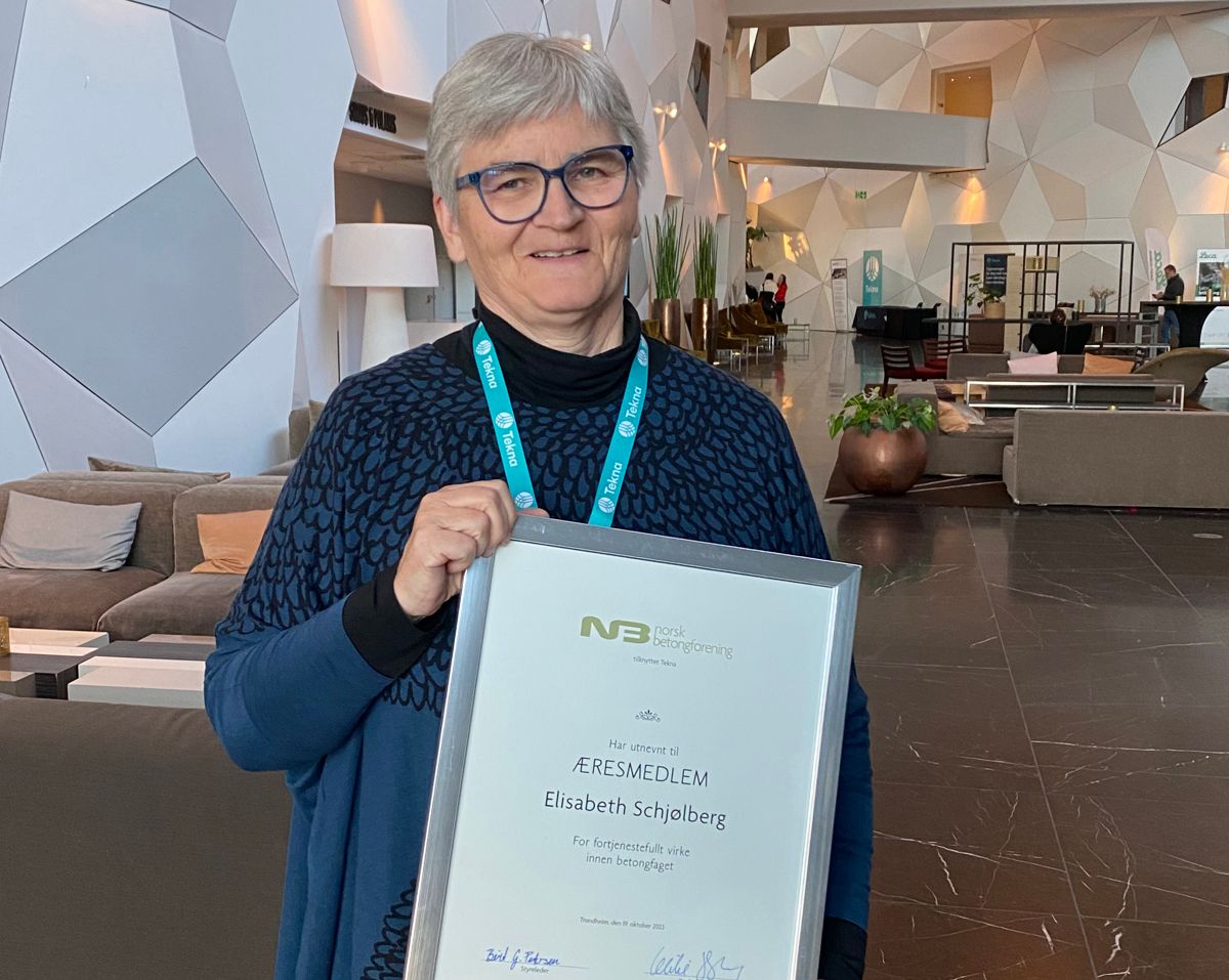 Elisabeth Schjølberg er tildelt æresmedlemskap i Norsk Betongforening. Foto: Cecilie Hagby,