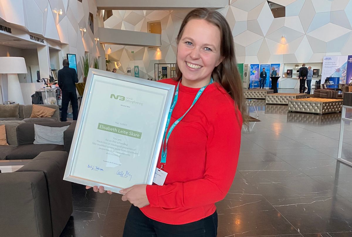 Elisabeth Leite Skare kunne torsdag motta FoU-prisen for 2023 i Norsk Betongforening. Foto: Cecilie Hagby
