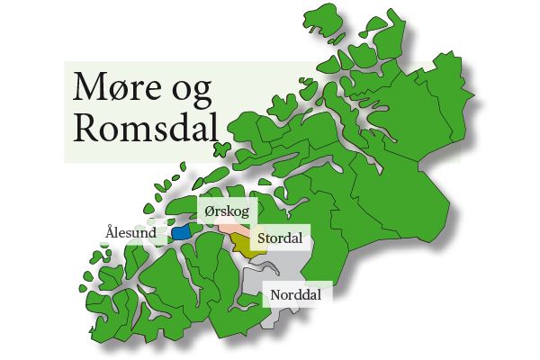 Norddal og Stordal ligger ved Storfjorden - men Storfjord er allerede i bruk som kommunenavn i Troms, uten at det ble brukt som argument fra Kommunaldepartementet for å gå inn for Fjord kommune. Grafikk: Britt Glosvik