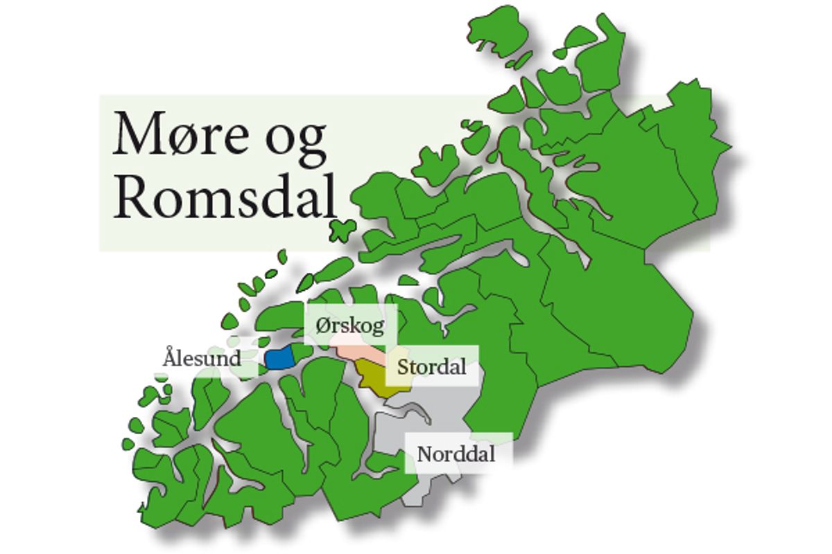 Norddal og Stordal ligger ved Storfjorden - men Storfjord er allerede i bruk som kommunenavn i Troms, uten at det ble brukt som argument fra Kommunaldepartementet for å gå inn for Fjord kommune. Grafikk: Britt Glosvik