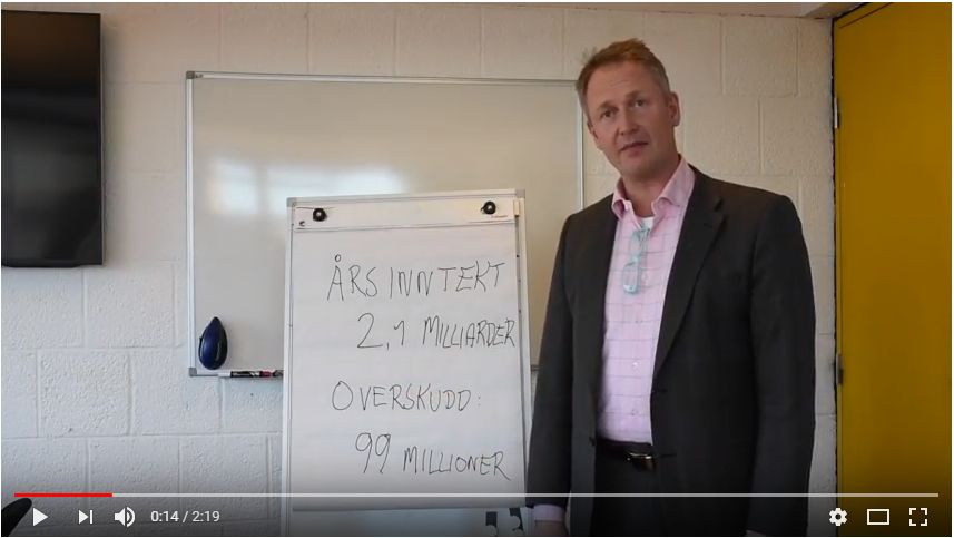 Rådmann Robert Pettersen presenterer Rana kommunes årsregnskap for 2017 på YouTube.