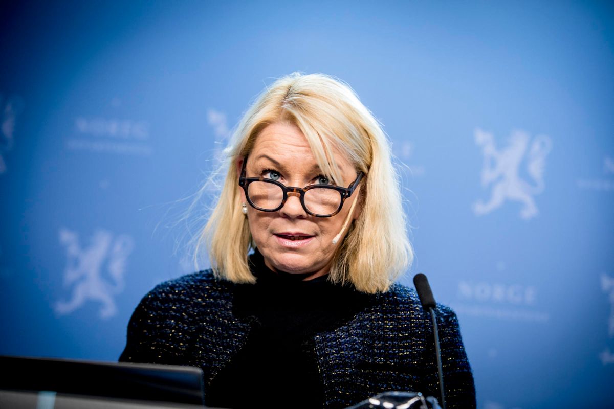 Monica Mæland, kommunal- og moderniseringsminister (H), under fredagens debatt i Arendal.
Foto: Magnus Knutsen Bjørke