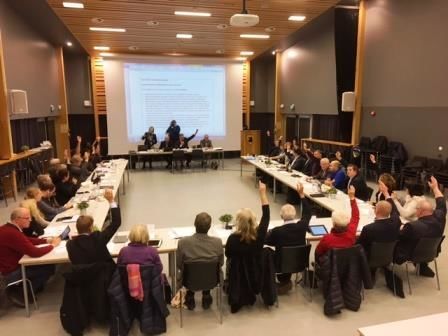 Et flertall på 24 i Eidsberg kommunestyre stemte i går for storkommune i Indre Østfold. Foto: Eidsberg kommue
