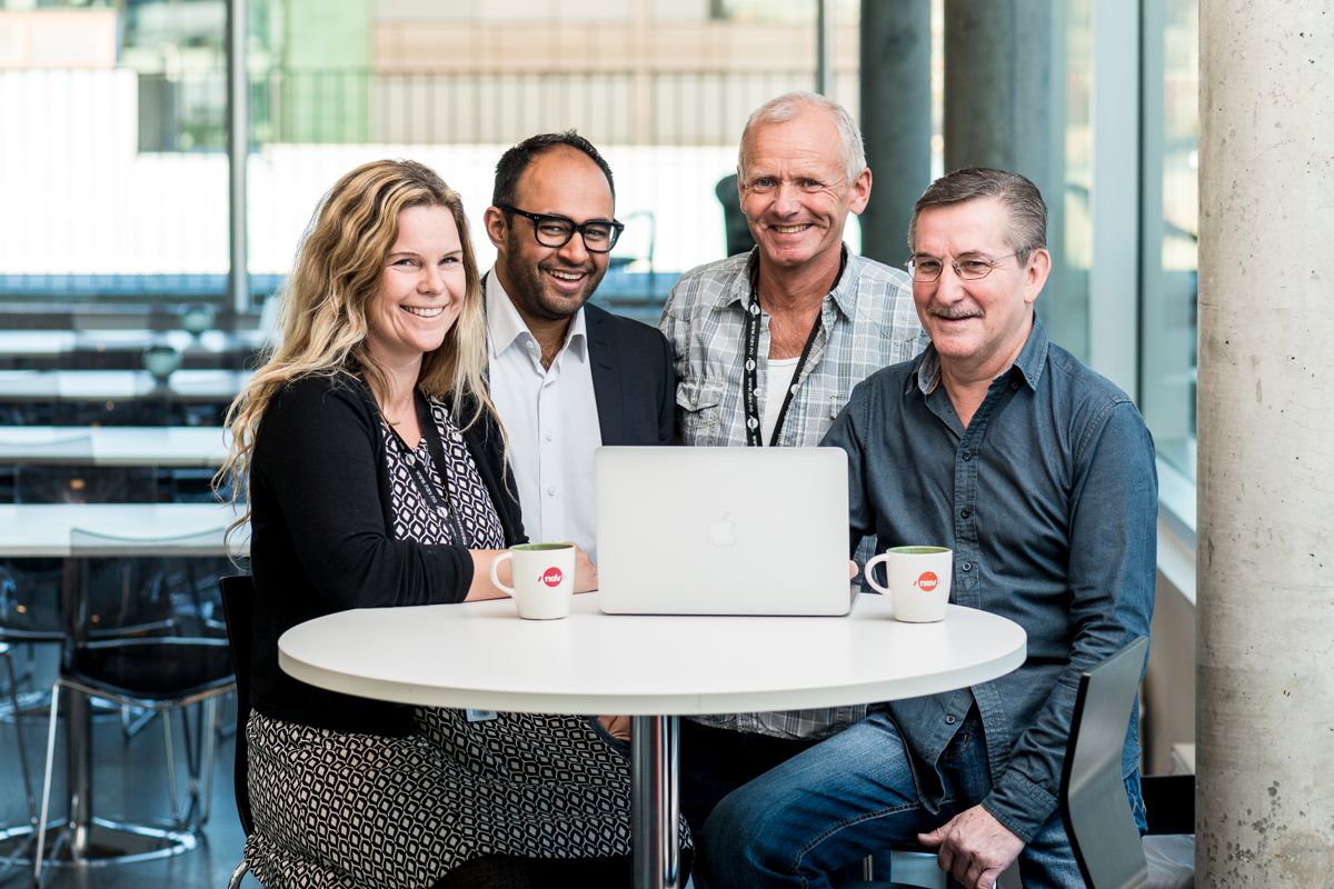 PILOT-TEAMET: Teamleder Anita Rønningen i NAV Drammen, rådgiver Adnan Afzal i Flexi-Soft, nestleder Espen Lothe Loland i NAV Drammen og systemutvikler Morten Transeth i Flexi-Soft. Alle foto: Tore Fjeld