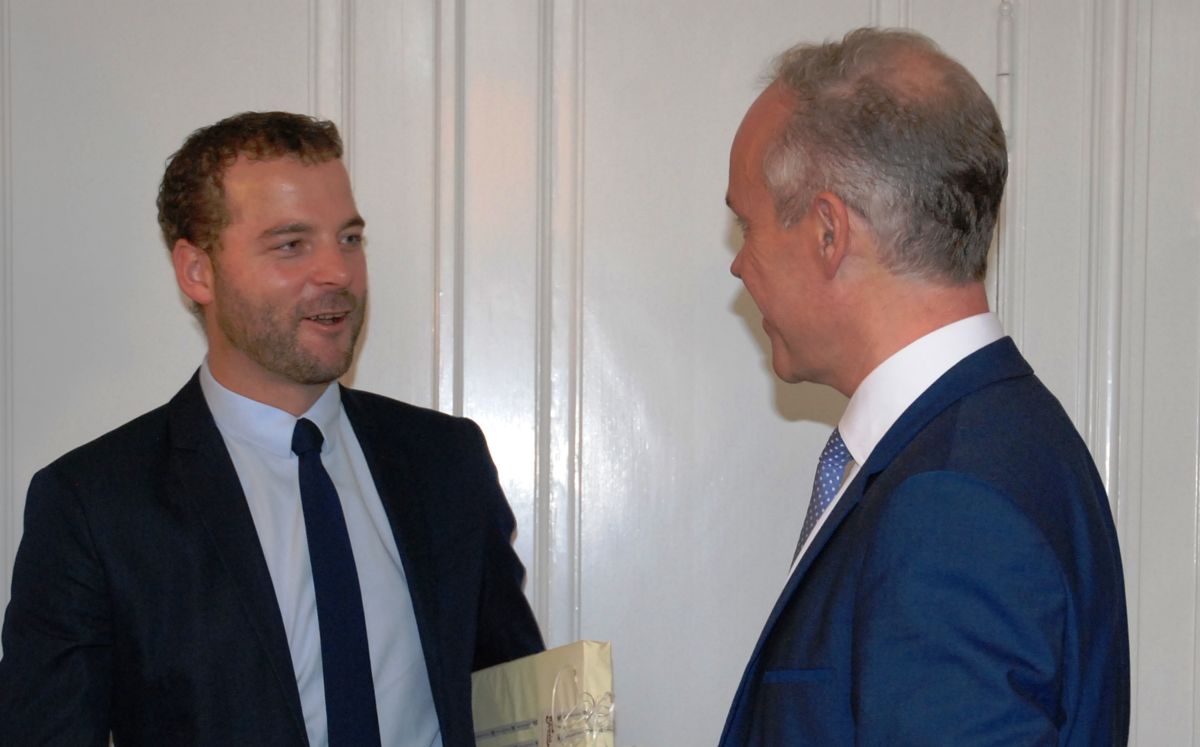 Kommunalminister Jan Tore Sanner (H) besøkte sin danske kollega Morten Østergaard tirsdag. Foto: Jan Inge Krossli