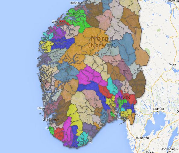 Se forslag til nytt kart over regionkommunene nederst i saken. Faksimile: Google map