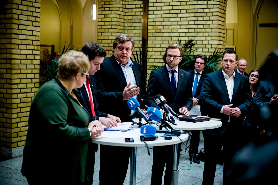 Budsjettavtalen ble presentert på Stortinget i dag. Foto: Magnus Knutsen Bjørke