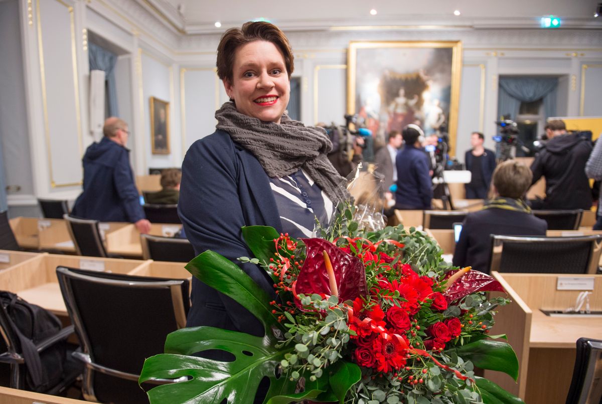 – Vi vil ta i mot flere flyktninger og satse mer på integrering, sier Bergens nye ordfører Marte Mjøs Persen (Ap). Foto: Marit Hommedal / NTB scanpix