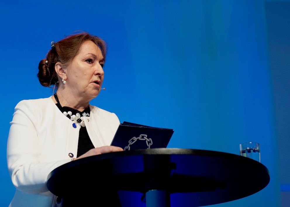 Gunn Marit Helgesen (H) bekrefter at hun ønsker å fortsette som KS-leder. Foto: Terje Lien