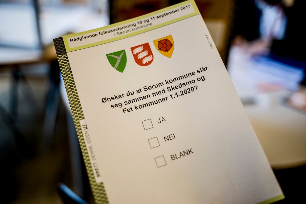 I enkelte folkeavstemninger kunne ikke velgerne stemme «nei» til sammenslåing, slik de kunne i Sørum. Illustrasjonsfoto: Magnus K. Bjørke