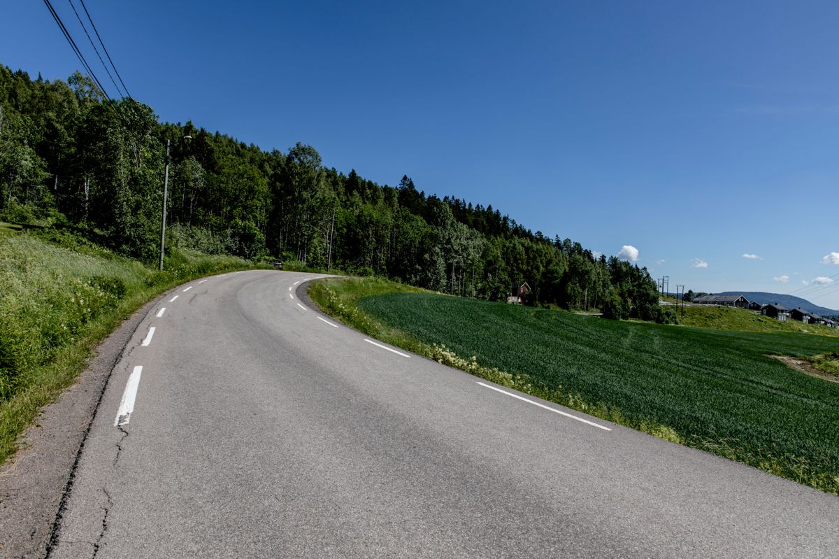 I Bjørnholtlia på oversiden av Gamleveien i Nittedal skal det bygges 300 boliger, ifølge vedtatt reguleringsplan. Fylkesmannen trakk sin innsigelse, men forventer at det legges til rette for kollektivtransport, gange og sykkel. Bildet er tatt med ryggen i retning Hakadal stasjon, et par kilometer unna.