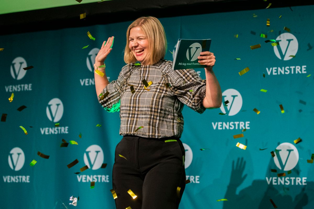 Nyvalgt leder i Venstre, Guri Melby, holder tale til Venstres landsmøte søndag.
