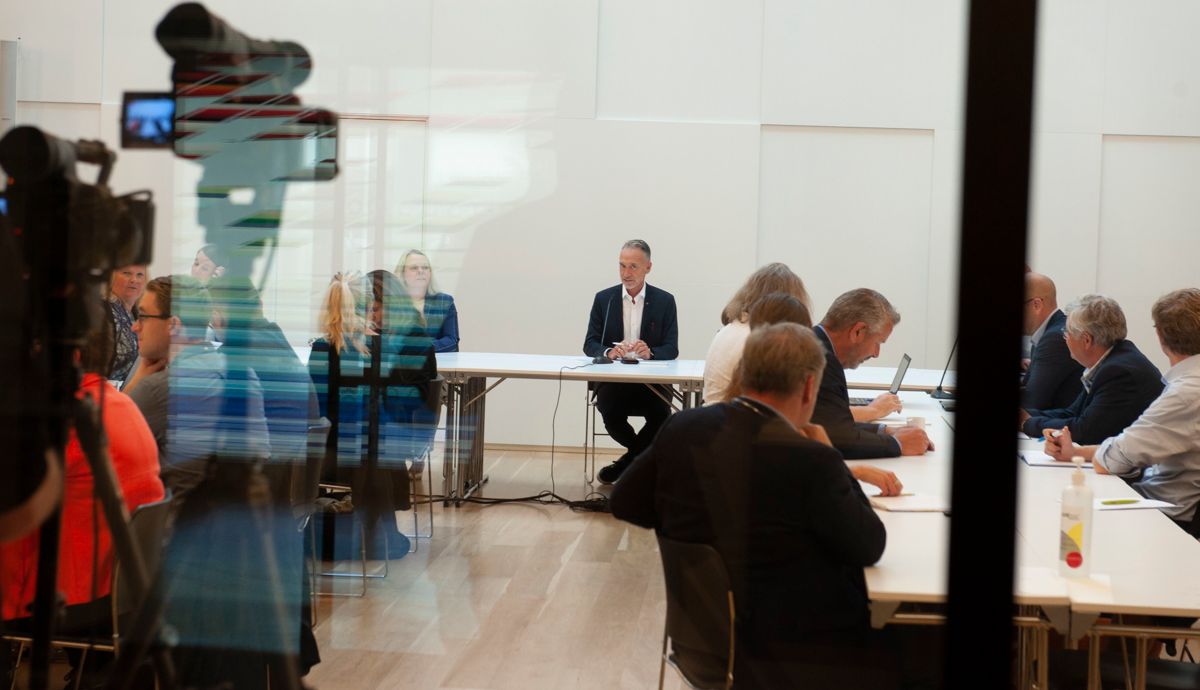 Arbeidslivsdirektør Tor Arne Gangsø i KS (i midten) under forhandlingsstart 03. september 2020.
