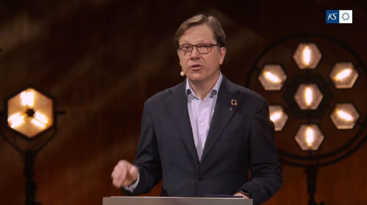 Lasse Hansen, administrerende direktør i KS, under kommunedirektørens landsmøte 2021.