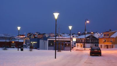Gamvik er kommunen i Norge med høyest andel innvandrere. Bildet viser kommunens administrasjonssentrum, som er Mehavn.