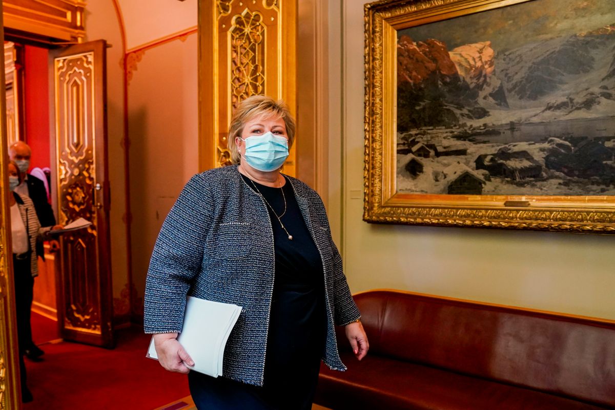 Statsminister Erna Solberg (H) var onsdag i Stortinget for å legge fram regjeringens plan om gjenåpning av samfunnet etter koronapandemien.
