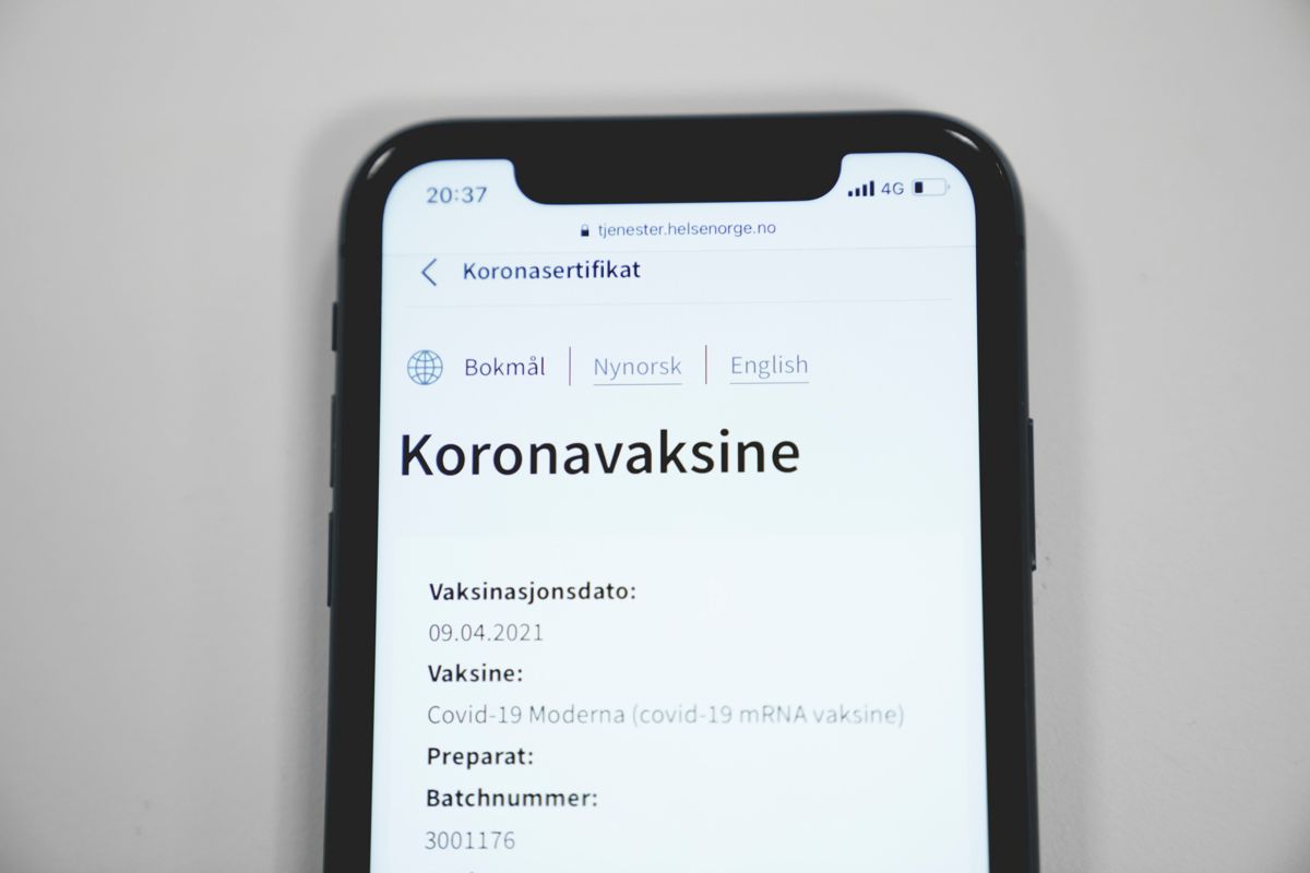 På Helse Norge sine nettsider ligger en foreløpig og ikke verifiserbar versjon av korona-sertifikatet tilgjengelig.