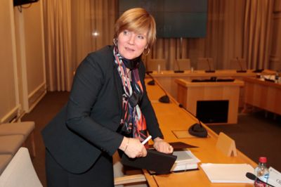 Christine Meyer er ny toppkandidat for Bergen Høyre. Her er Meyer fotografert under de åpne høringene i kontroll- og konstitusjonskomiteen på Stortinget om håndteringen av omorganiseringen i SSB i 2018.