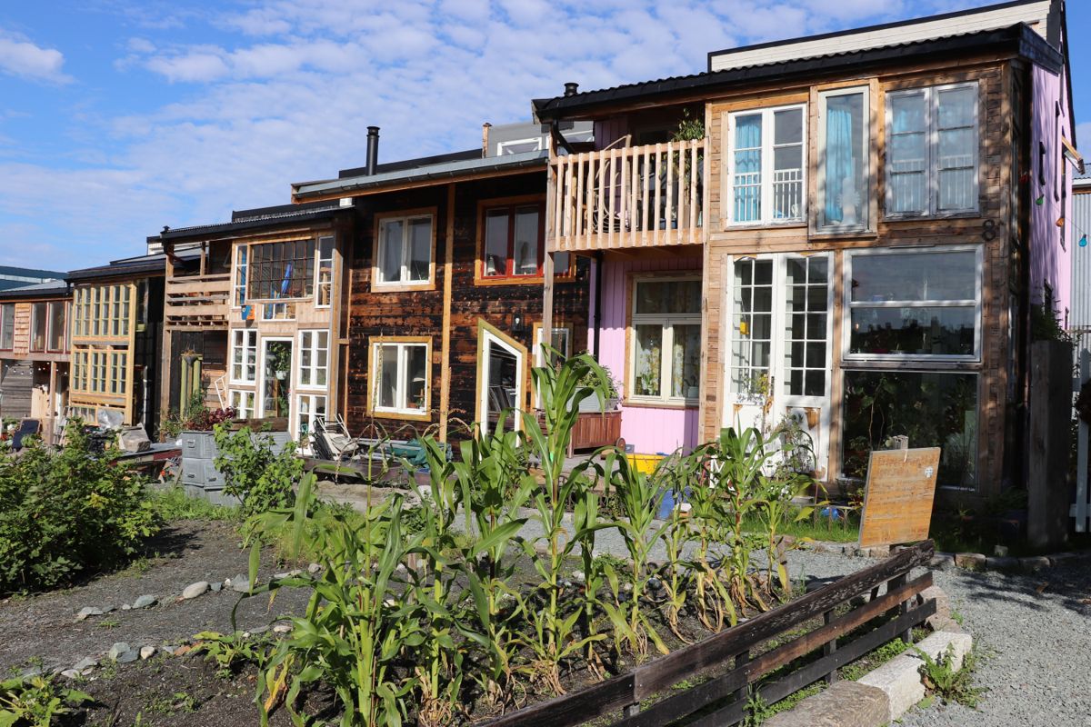 Dette rekkehuset med fem leiligheter på Svartlamon i Trondheim ble bygd for totalt 2,5 millioner kroner. Huset er en del av forskningsprosjektet Bopilot.