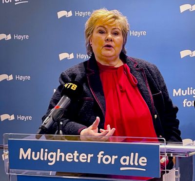 Høyre-leder Erna Solberg har startet den lange valgkampen.