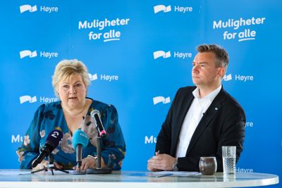 Partileder Erna Solberg og nestleder Henrik Asheim i Høyre lover mye på vegne av kommunene.