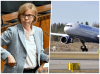 Anna-Maja Henrikssons resa från Helsingfors-Vanda flygplats blev avbruten på onsdagen. 