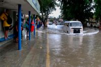 En översvämmad gata i staden Recife, i delstaten Pernambuco, i lördags.