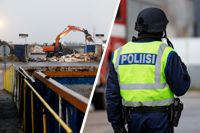 Det exploderade när en grävmaskin höll på att gräva på avfallsstationens område.