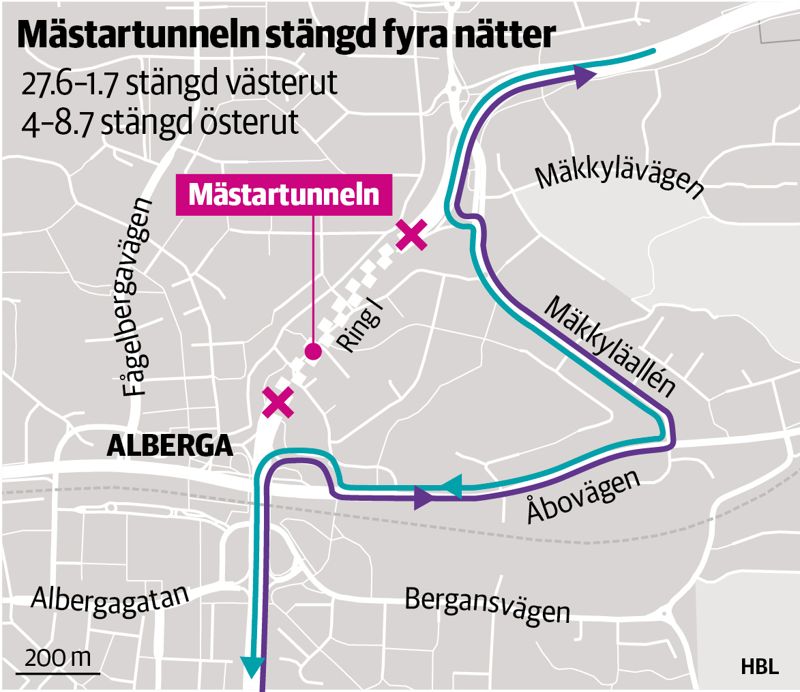 Reservrutt för Mästartunneln.