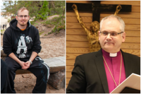 Pastor Dennis Svenfelt (till vänster) kan också i fortsättningen utföra enskilda dop och begravningar, men får inte någon anställning vid en församling. Biskop Bo-Göran Åstrand till höger.