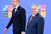 Ungerns premiärminister Viktor Orbán då han anlände till Natomötet i Madrid i somras, där Finland och Sverige formellt bjöds in att bli Natomedlemmar efter flera timmar av överläggningar kring Turkiets villkor.