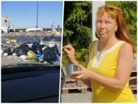 Mikaela Lindén är frustrerad över mängden skräp i Nordsjö småbåtshamn.