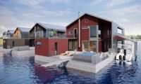 Egen båtplats, bubbelpool och extra soldäck hör till det lilla extra som köpare av ett flytande hus i Lovisa får för en och en halv miljon.