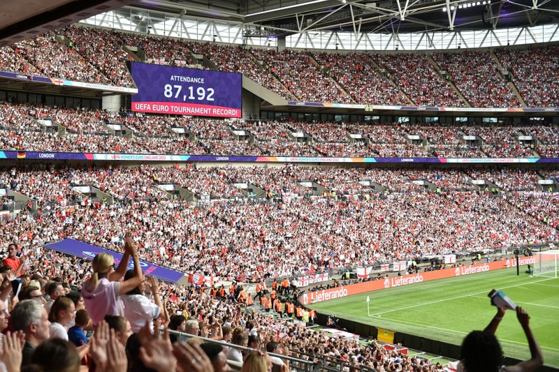 Alla tiders publikrekord i EM slogs söndagen den 31 juli 2022 på Wembly i London.