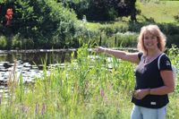 Trollsländor, fackelblomster, strandlysing, blåsäv och kaveldun. Den skyddade dammen vid Pumpvikens krök är som tagen ur en skolbok, säger biologiläraren Sofia Lundén.