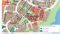 Vattenläckage i Tolkis: Det påverkade området.