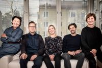 Arbetsgruppen bakom konsertserien Helsinki Seriös, fr.v. Hannele Eklund, Atte Kilpeläinen, Elina Vähälä, Jukka Untamala och Minna Lindgren.