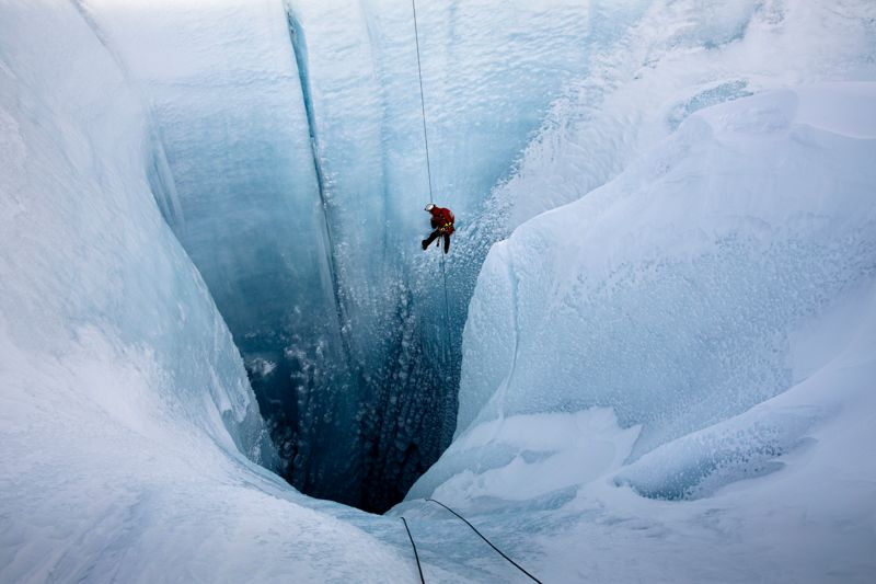 Into the ice.