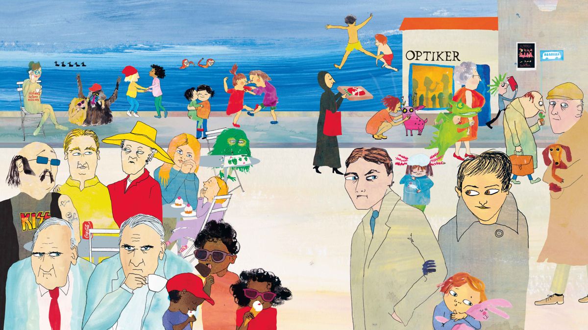 Linda Bondestams rika illustrationer och Mimi Åkessons strama text i Här är alla andra öppnar för läsarens egna fantiserande och upptäckarlusta.