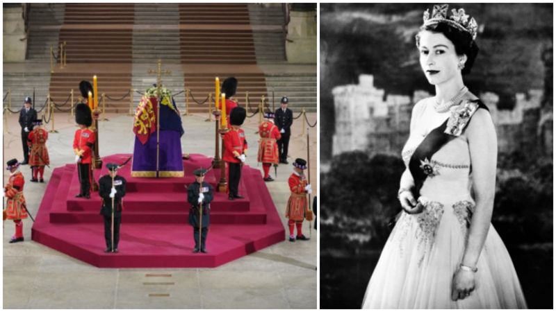 Drottning Elizabeth II (1926–2022) begravs i Westminster Abbey, katedralen där hon gifte sig med prins Philip 1947 och kröntes till drottning 1953.
