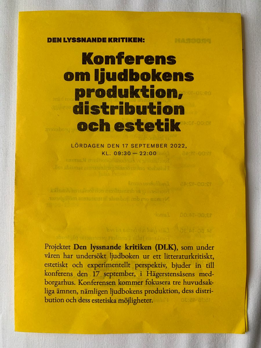 Den lyssnande kritikern är en experimentserie på fyra delar som avslutades med en konferens i Stockholm.