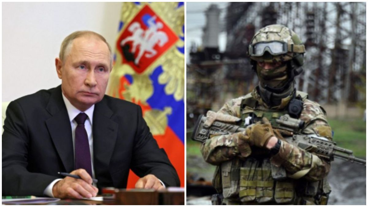 Vladimir Putins nya drag är att plötsligt ordna folkomröstningar i utbrytarrepublikerna Donetsk och Luhansk om att gå med i Ryssland. På bilden till höger står en rysk soldat på vakt utanför ett kärnkraftverk i Luhansk.