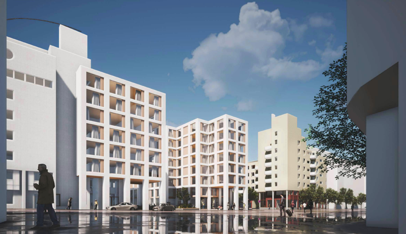 Hotellet får många fler rum i och med nybygget. Här är byggnaderna sedda från Elhusets håll.