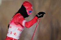 Skidstjärnan Julia Stupak väckte uppmärksamhet under världscupen i Toblach. Arkivbild.