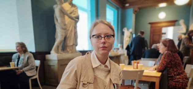 Anna Kuzminykh, medlem i Pussy Riot, vid förbundet Humanisternas sekulära högtidsstund inför riksmötets öppnande på Konstakademien i Stockholm.