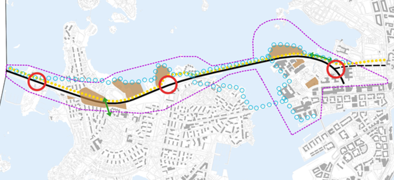 I det här scenariot bygger man aningen mer längs med Västerleden.